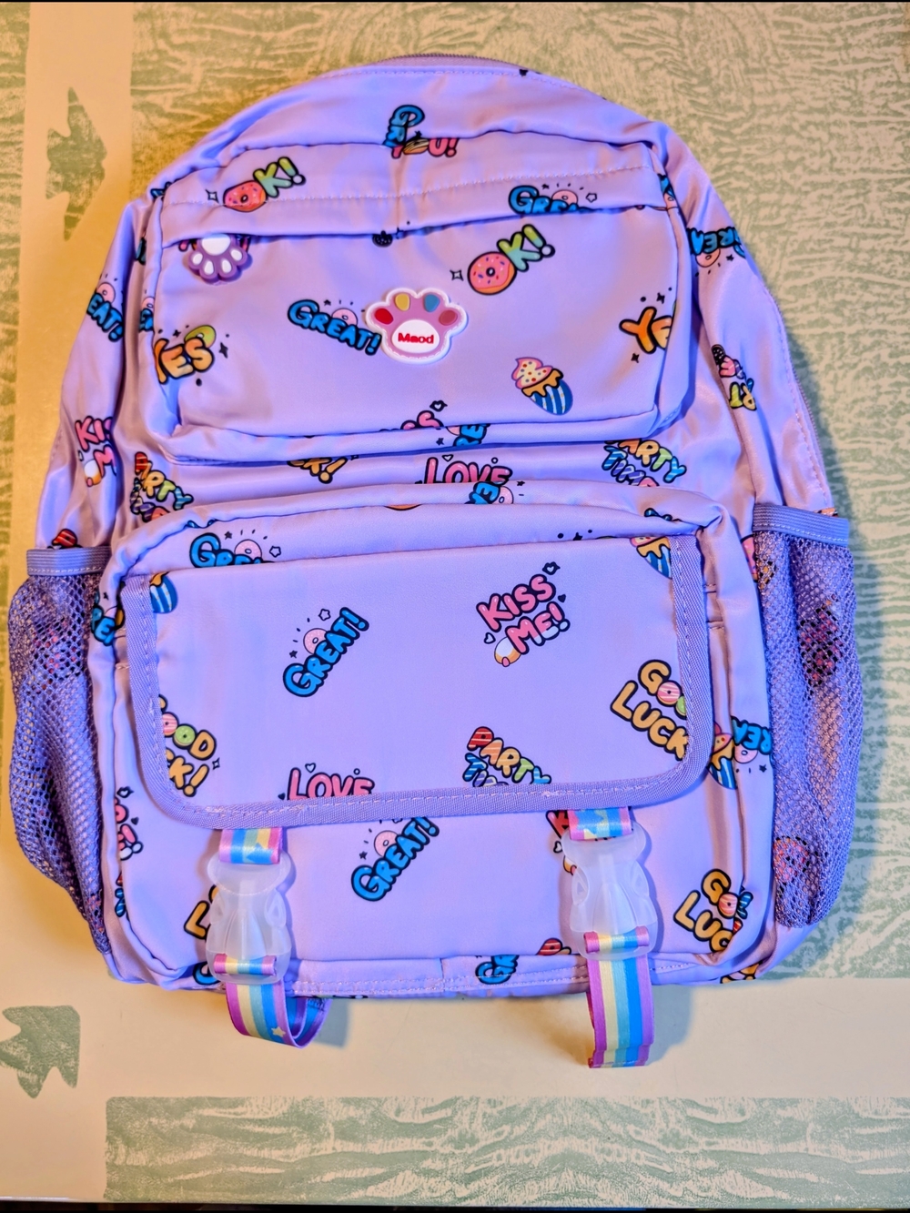 Kids Lavender Printed Backpack